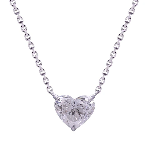 Collar Punto de Luz Diamante 1.01 Ct Corte Corazón Oro Blanco 18K