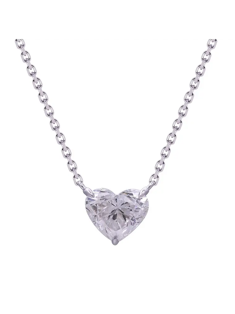 Collar Punto de Luz Diamante 1.01 Ct Corte Corazón Oro Blanco 18K 1