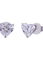 Aros Stud Solitarios Diamantes Corazón en Oro Blanco 18K - Miniatura 3