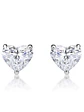 Aros Stud Solitarios Diamantes Corazón en Oro Blanco 18K - Miniatura 1