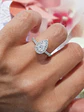 Anillo Solitario Corte Gota Pera Diamantes Naturales Oro Blanco 18K - Miniatura 3