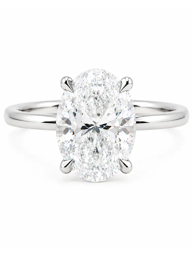 Anillo Solitario Corte Ovalado Diamantes Naturales con Certificado GIA 1
