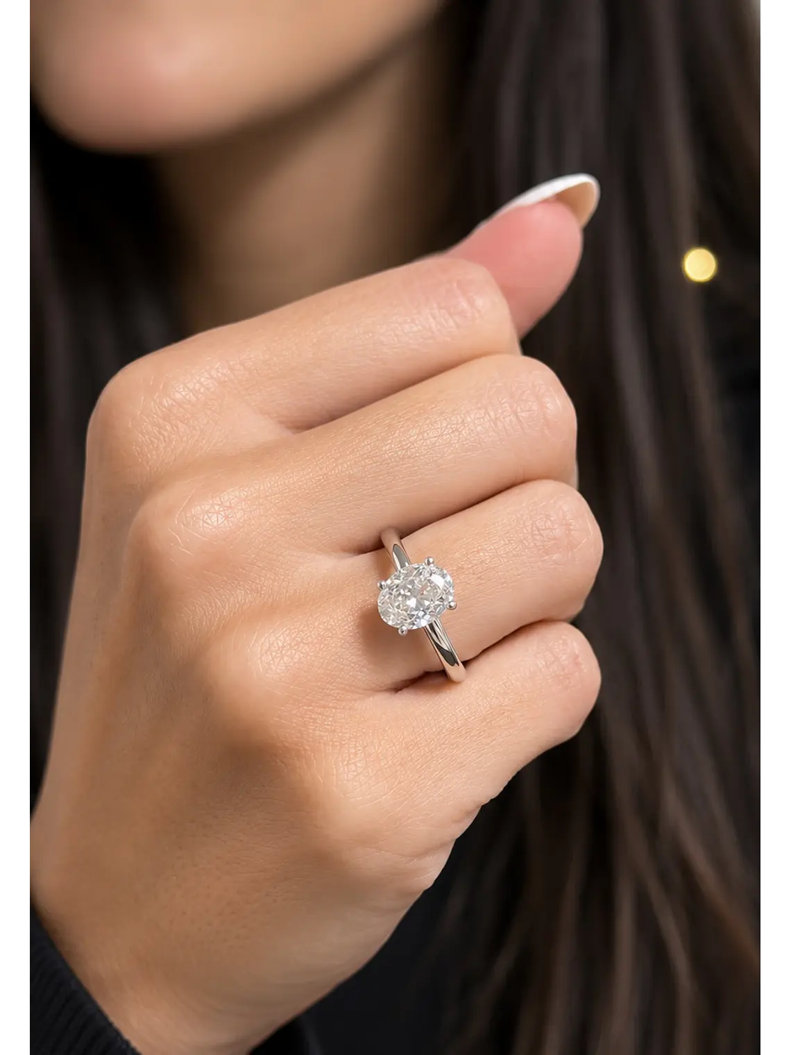 Anillo Solitario Corte Ovalado Diamantes Naturales con Certificado GIA 2