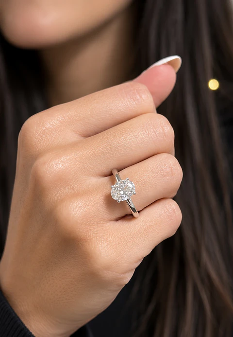 Anillo Solitario Corte Ovalado Diamantes Naturales con Certificado GIA