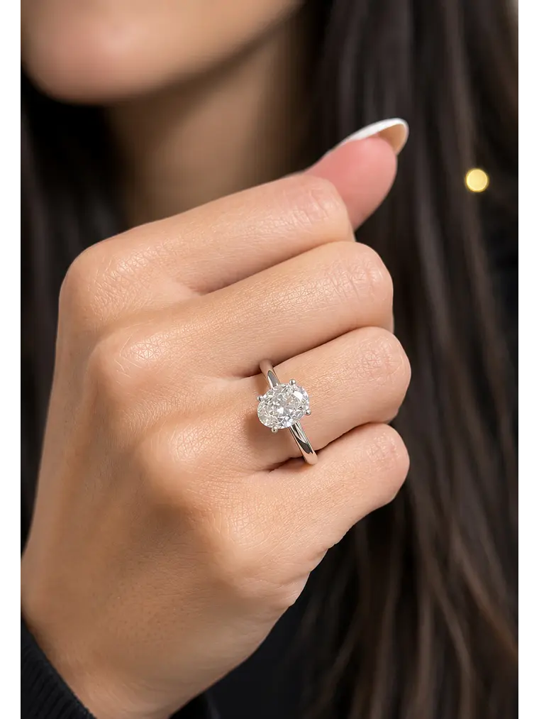 Anillo Solitario Corte Ovalado Diamantes Naturales con Certificado GIA 2