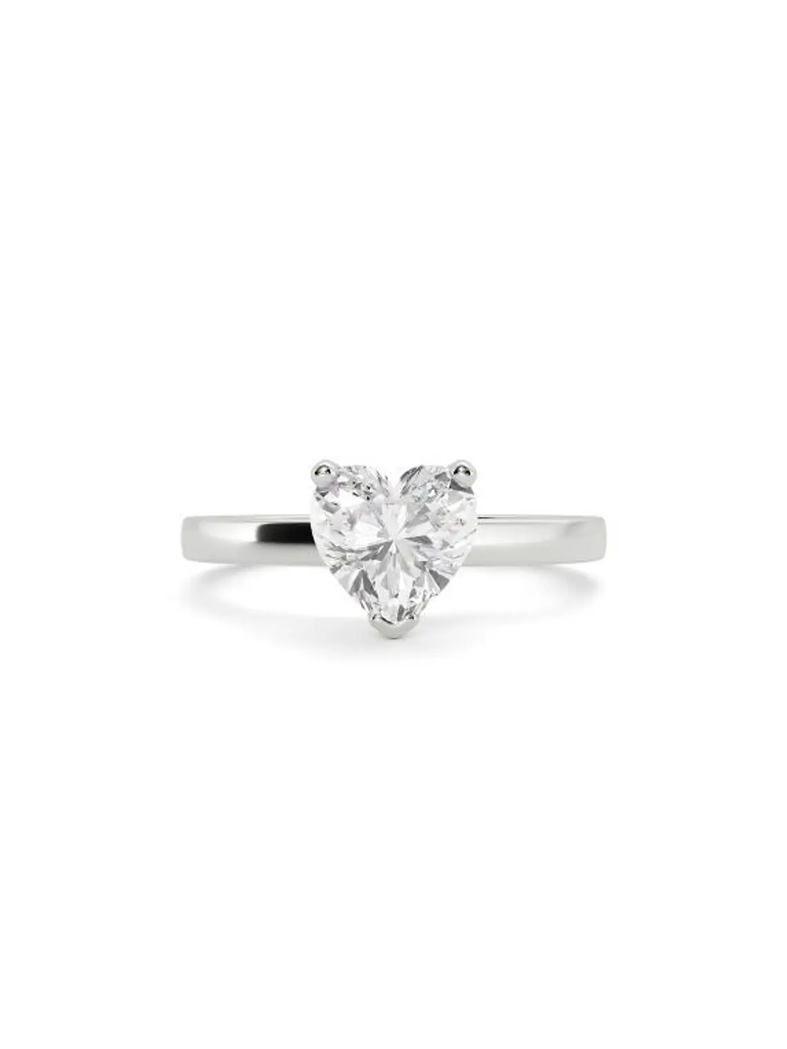 Anillo Solitario Diamante Natural Corte Corazón en Platino 2