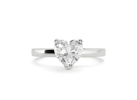 Anillo Solitario Diamante Natural Corte Corazón en Platino