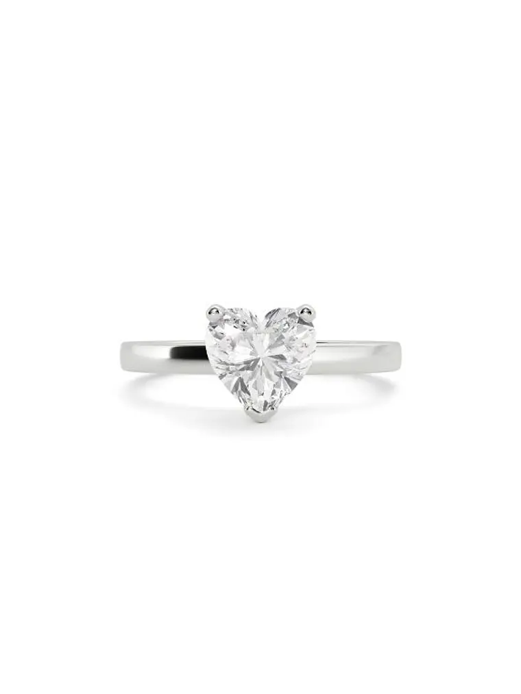 Anillo Solitario Diamante Natural Corte Corazón en Platino 2