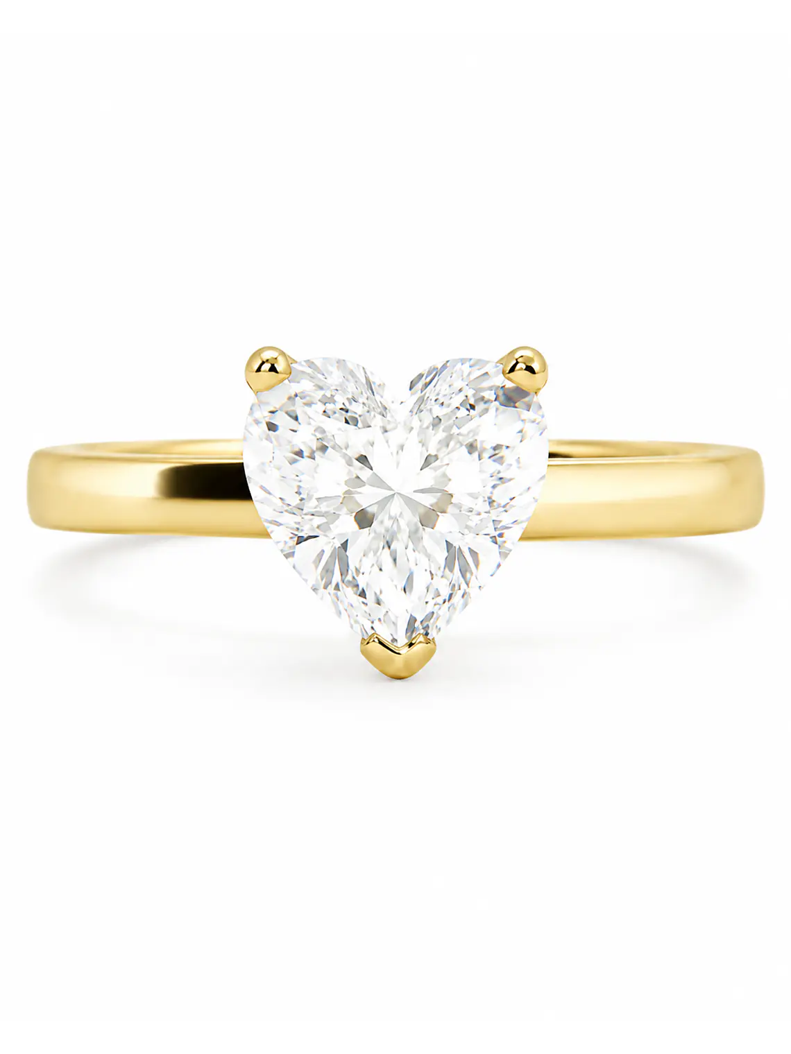 Anillo Solitario Diamante Natural Corte Corazón en Oro Amarillo 18K 1