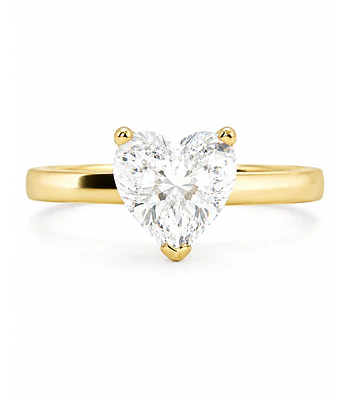 Anillo Solitario Diamante Natural Corte Corazón en Oro Amarillo 18K