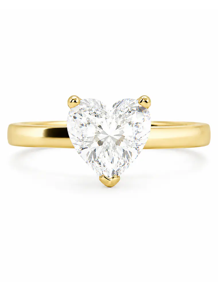 Anillo Solitario Diamante Natural Corte Corazón en Oro Amarillo 18K 1