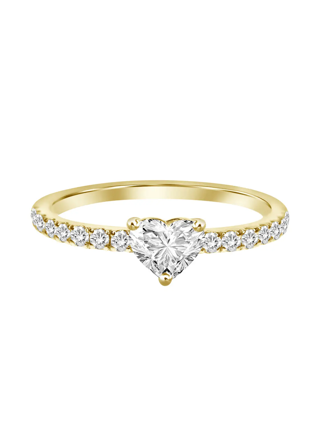 Anillo Solitario Diamante Corazón en Oro Amarillo 18K 1