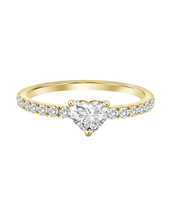 Anillo Solitario Diamante Corazón en Oro Amarillo 18K