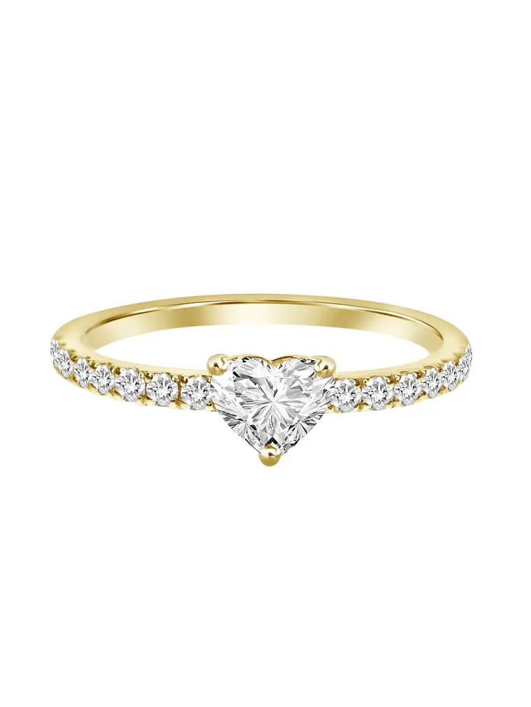 Anillo Solitario Diamante Corazón en Oro Amarillo 18K 1