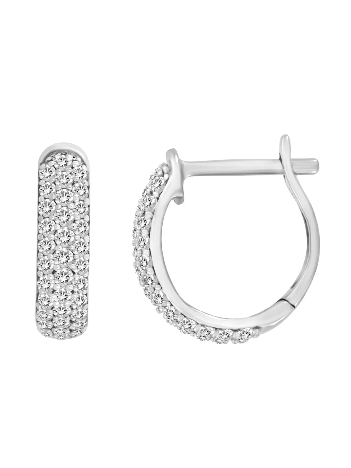 Aros Mini Argollas Diamantes Pavé Oro Blanco 18K 1