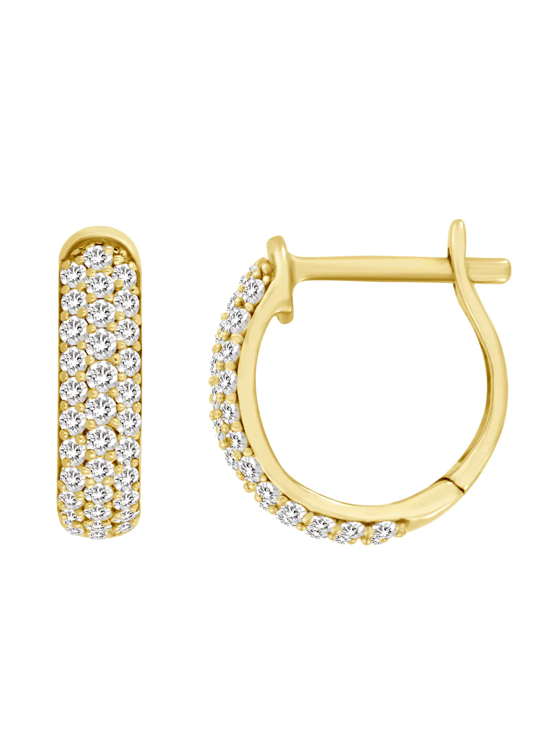 Aros Mini Argollas Diamantes Pavé Oro Amarillo 18K 1