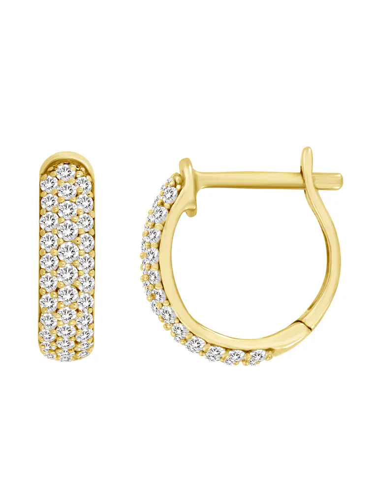 Aros Mini Argollas Diamantes Pavé Oro Amarillo 18K 1