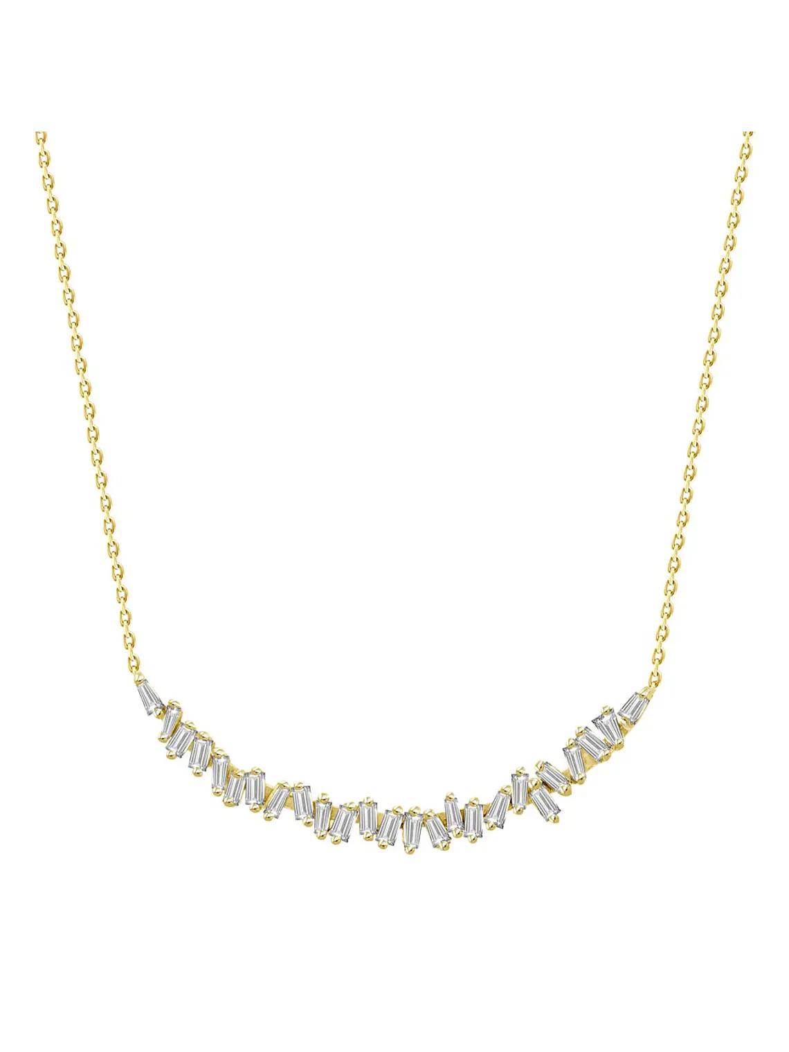 Collar Barra Diamantes Baguette en Oro Amarillo 18K 1