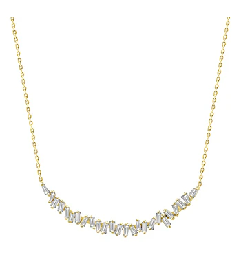 Collar Barra Diamantes Baguette en Oro Amarillo 18K