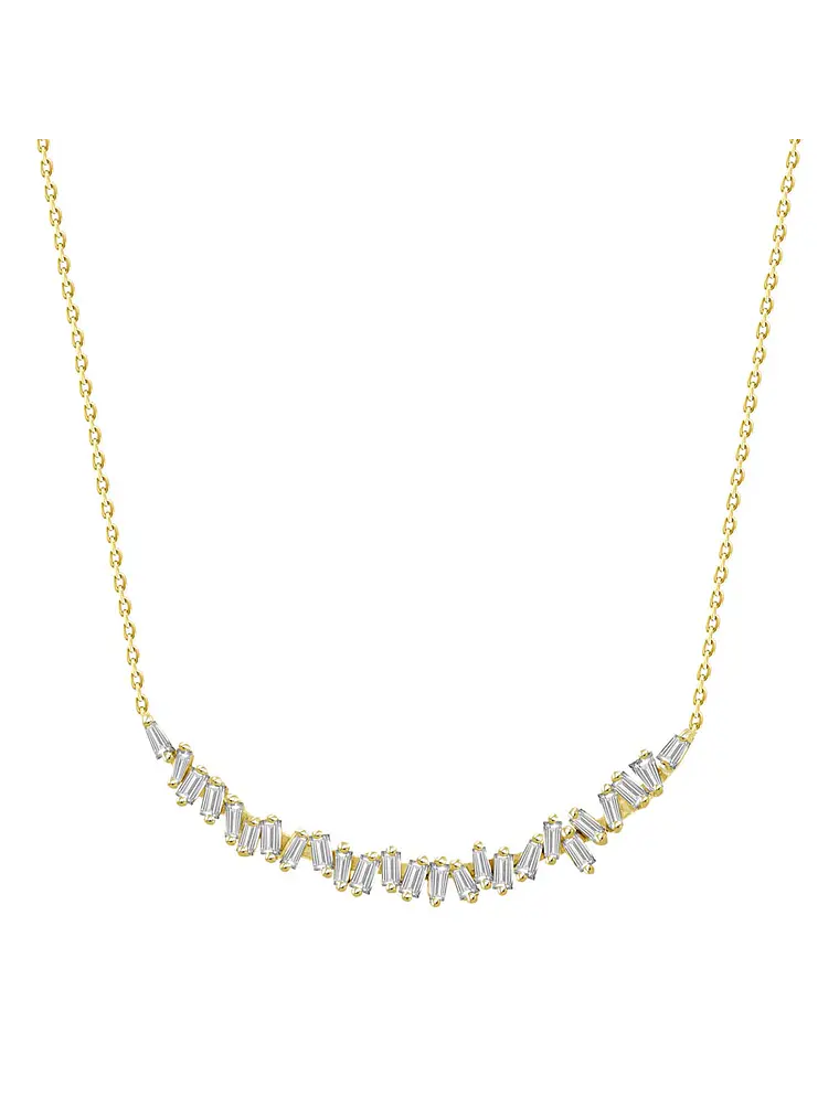 Collar Barra Diamantes Baguette en Oro Amarillo 18K 1