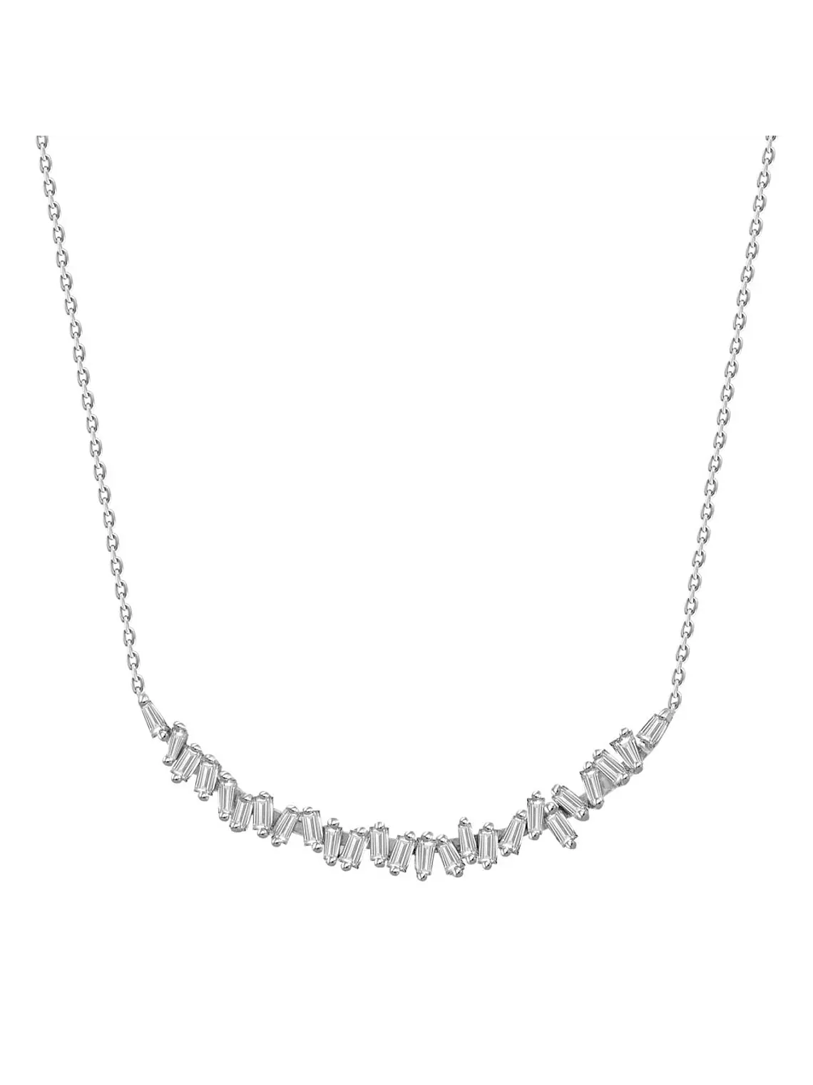 Collar Barra Diamantes Baguette en Oro Blanco 18K 1