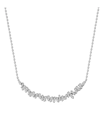 Collar Barra Diamantes Baguette en Oro Blanco 18K
