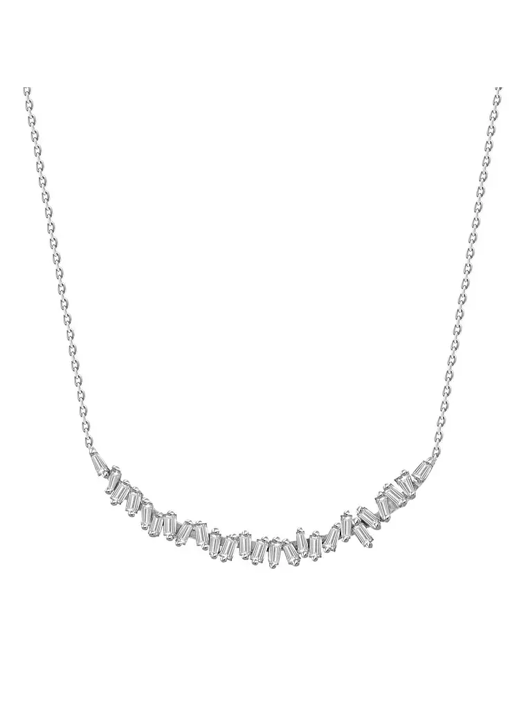 Collar Barra Diamantes Baguette en Oro Blanco 18K 1