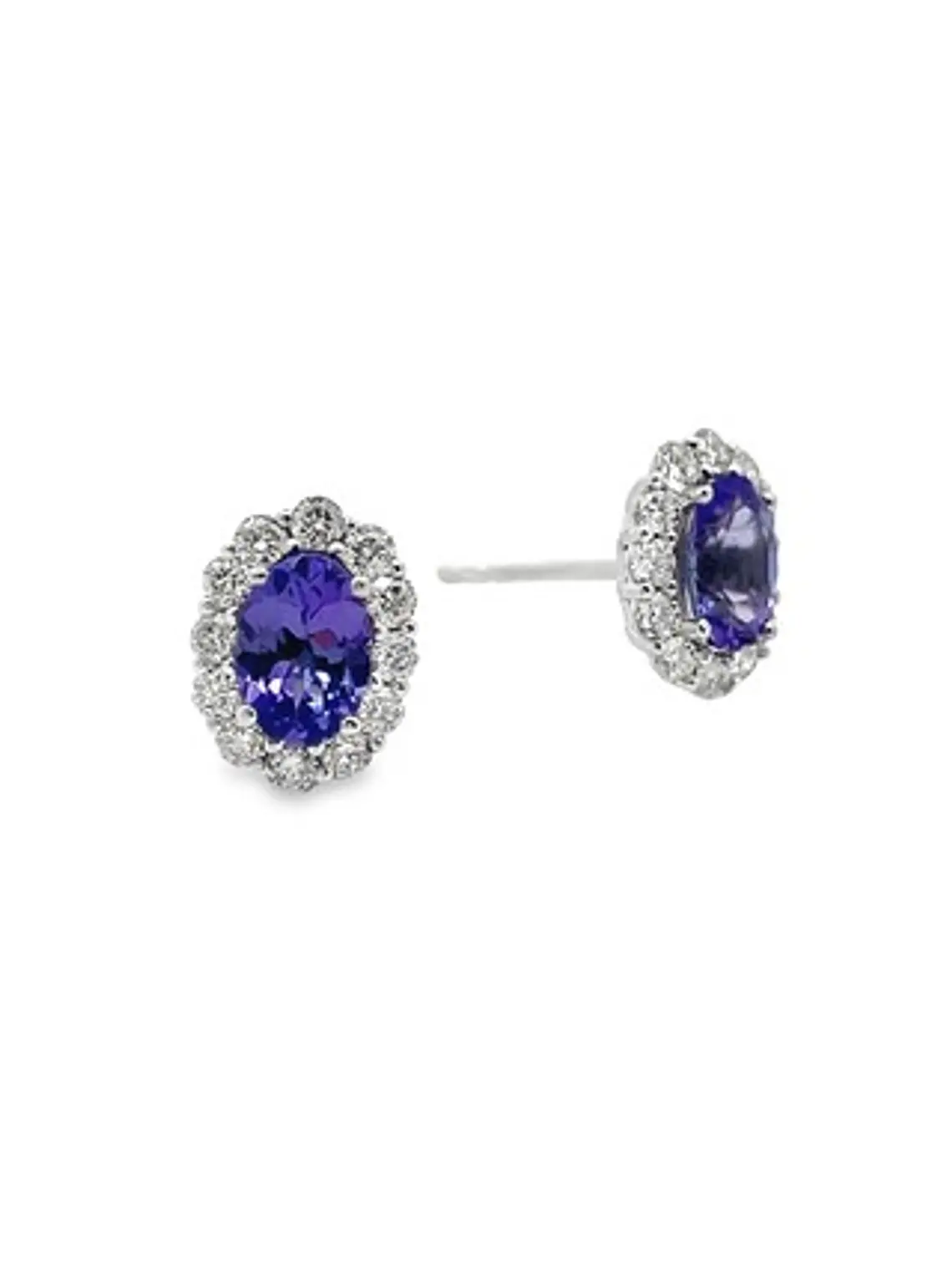 Aros Tanzanitas y Diamantes en Oro Blanco 18K 2