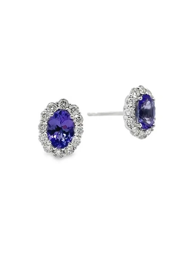 Aros Tanzanitas y Diamantes en Oro Blanco 18K 2