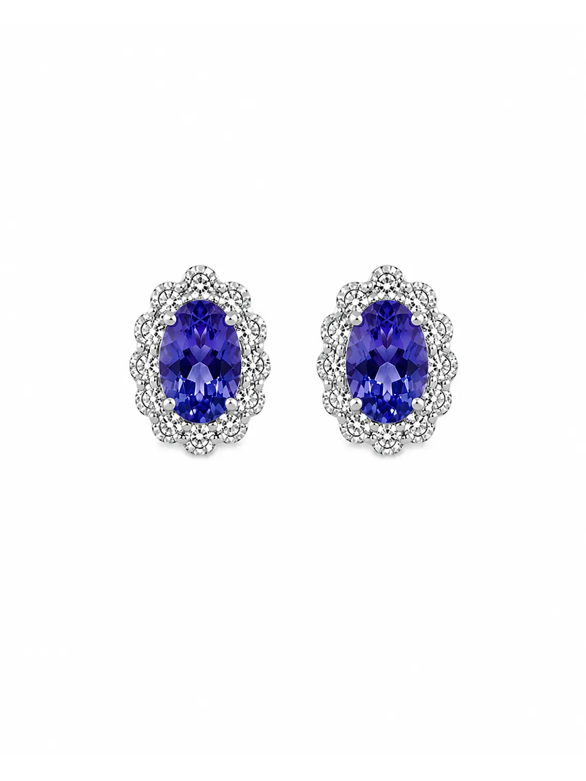 Aros Tanzanitas y Diamantes en Oro Blanco 18K 1