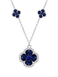 Collar Trébol Zafiros y Diamantes en Oro Blanco 18K - Miniatura 1