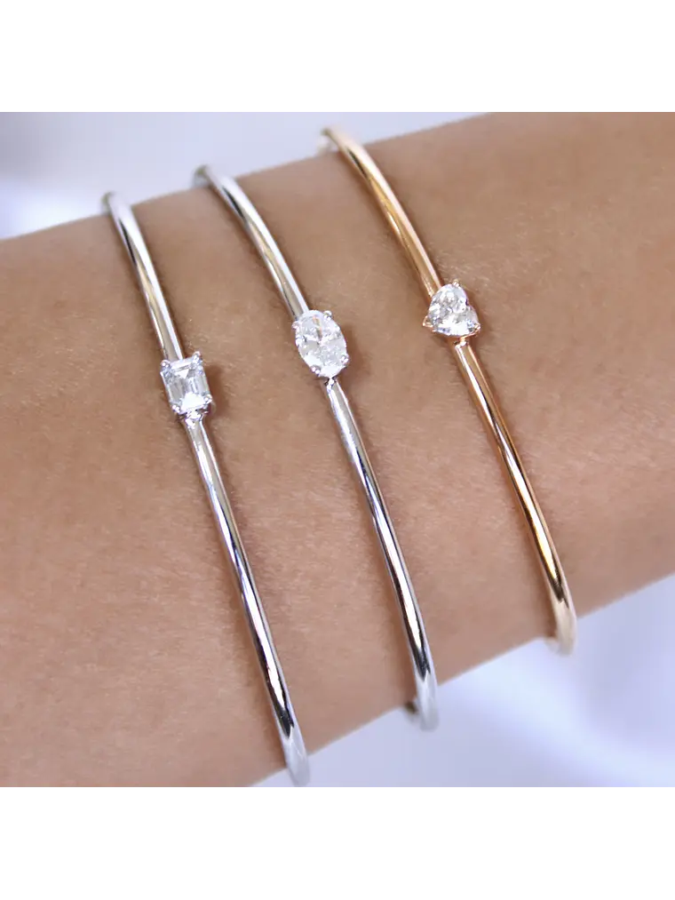Preciosa Esclava Diamante Corte Oval y Oro Blanco 18K 2