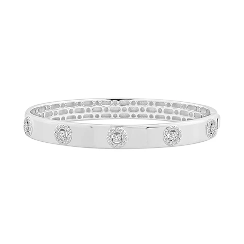 Preciosa Esclava ancha con Diamantes en Oro Blanco 18K