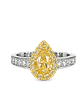Anillo Solitario Diamante Fancy Yellow Natural Gota Oro Blanco 18k - Miniatura 1