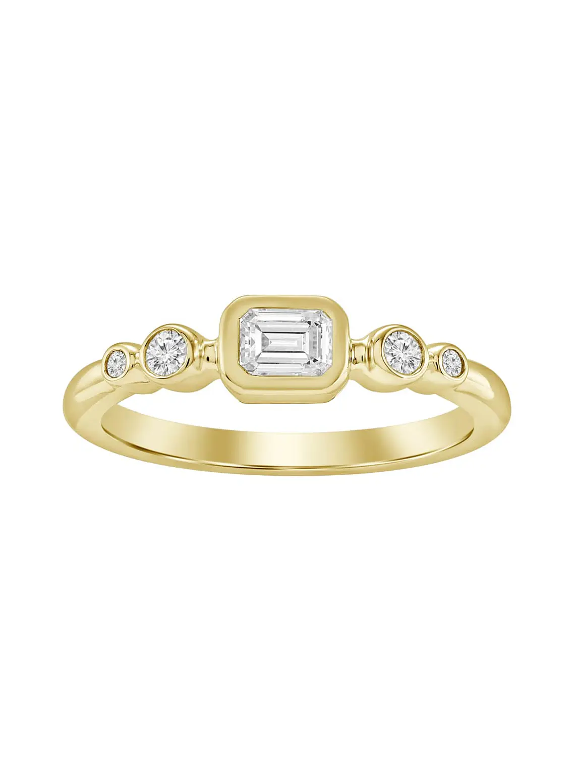 Anillo Solitario Diamante Natural Corte Esmeralda en Oro Amarillo 18K 1
