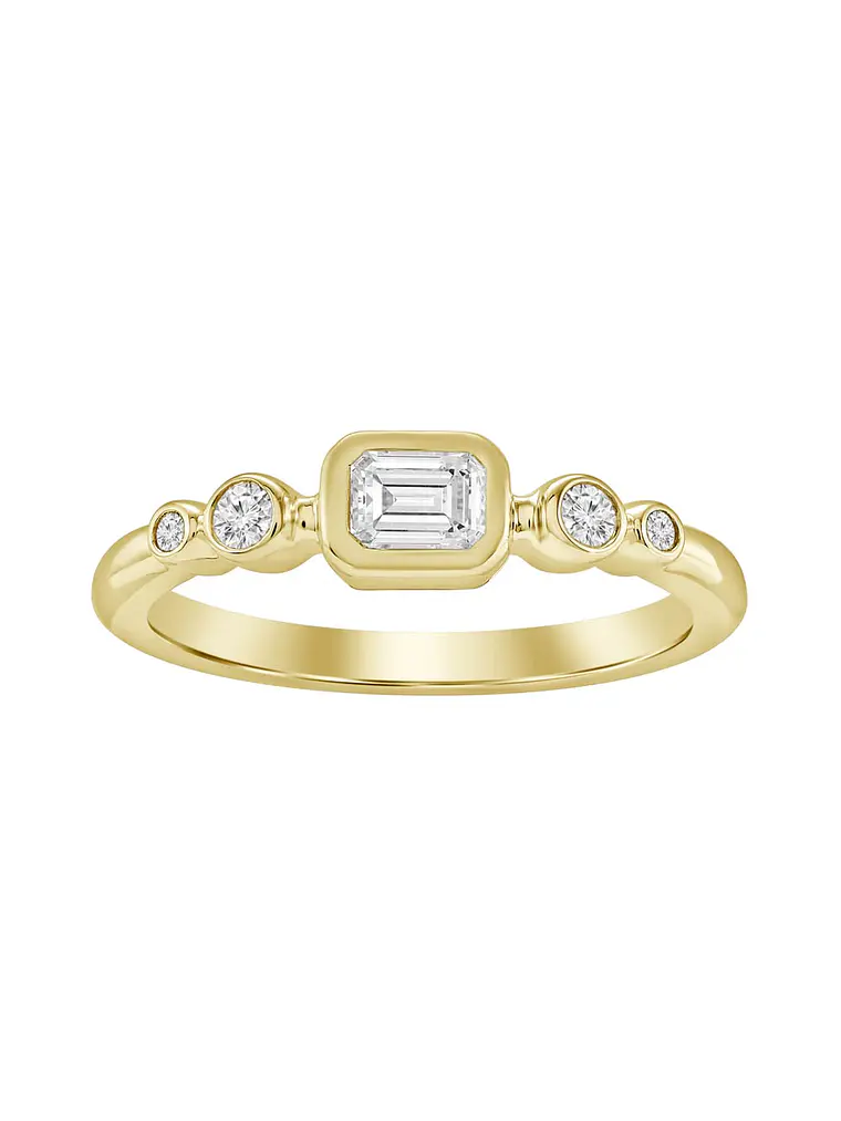Anillo Solitario Diamante Natural Corte Esmeralda en Oro Amarillo 18K 1