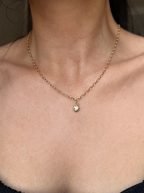 Exclusivo Collar Diamante Corte Corazón en Oro Amarillo 18K