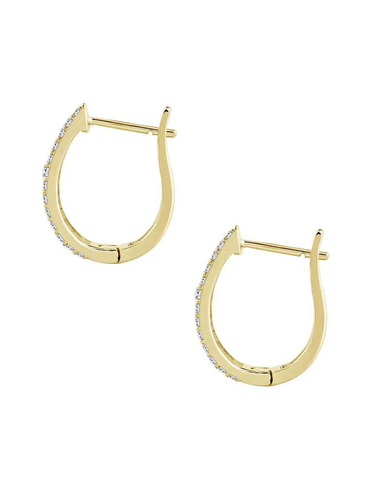 Aros Argollas Triple Diamantes Oro Amarillo 18K 2