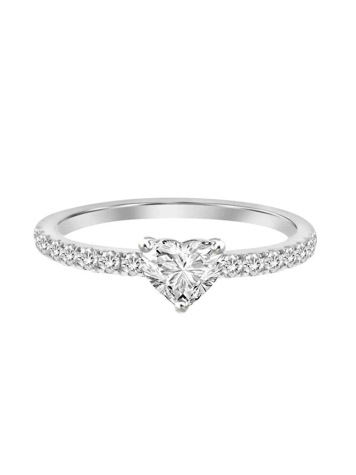 Anillo Solitario Diamante Corazón en Oro Blanco 18K 1