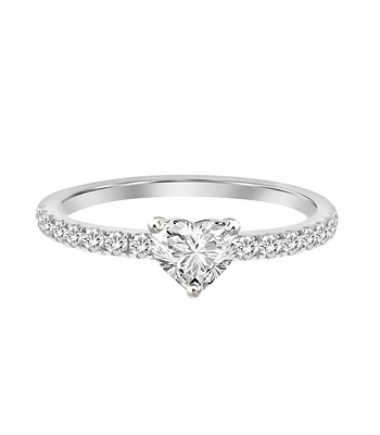 Anillo Solitario Diamante Corazón en Oro Blanco 18K