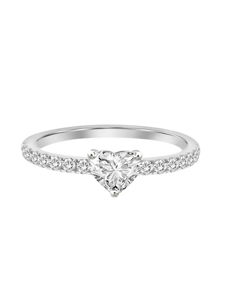 Anillo Solitario Diamante Corazón en Oro Blanco 18K 1