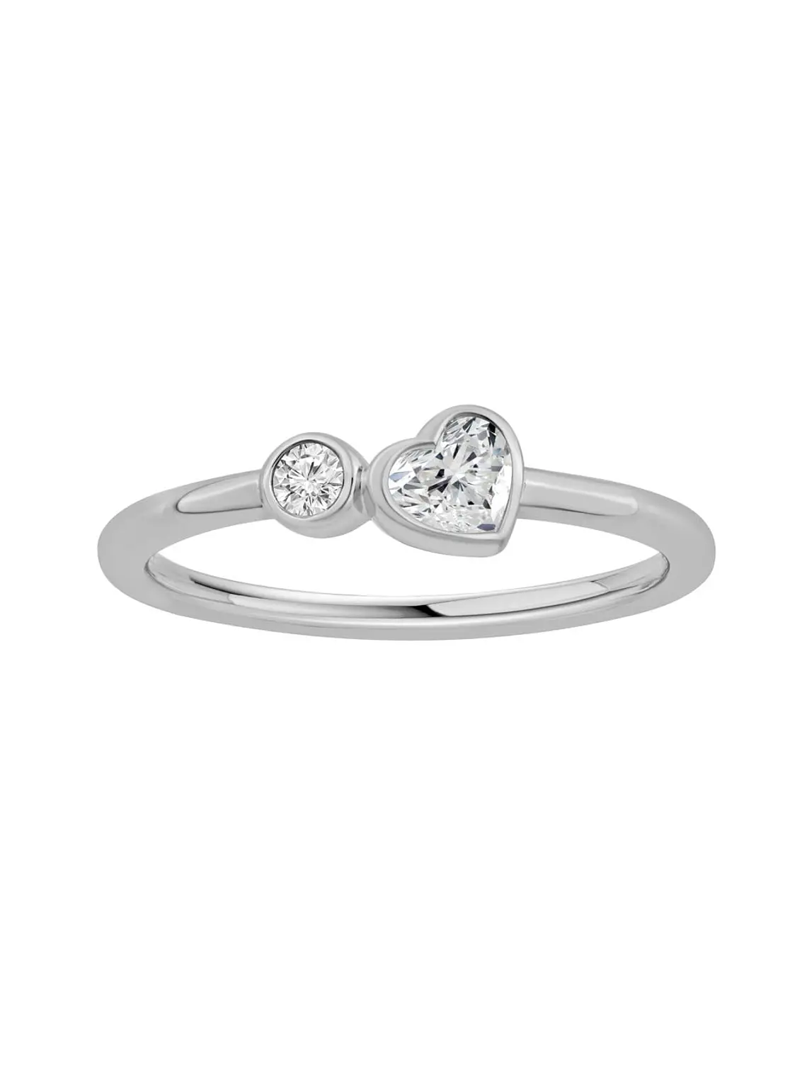 Anillo Tú y Yo Diamante Corazón en Oro Blanco 18K 1