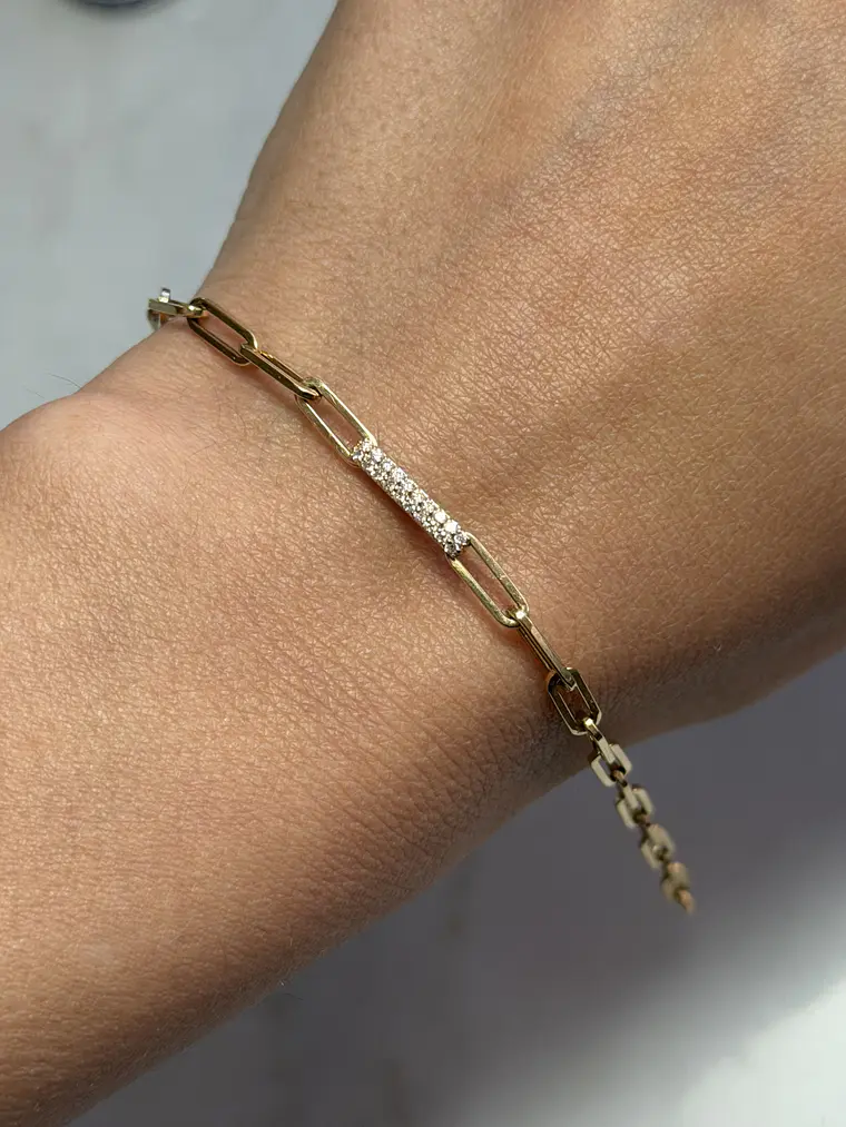 Pulsera Eslabón con Diamantes en Oro Amarillo 18K 2