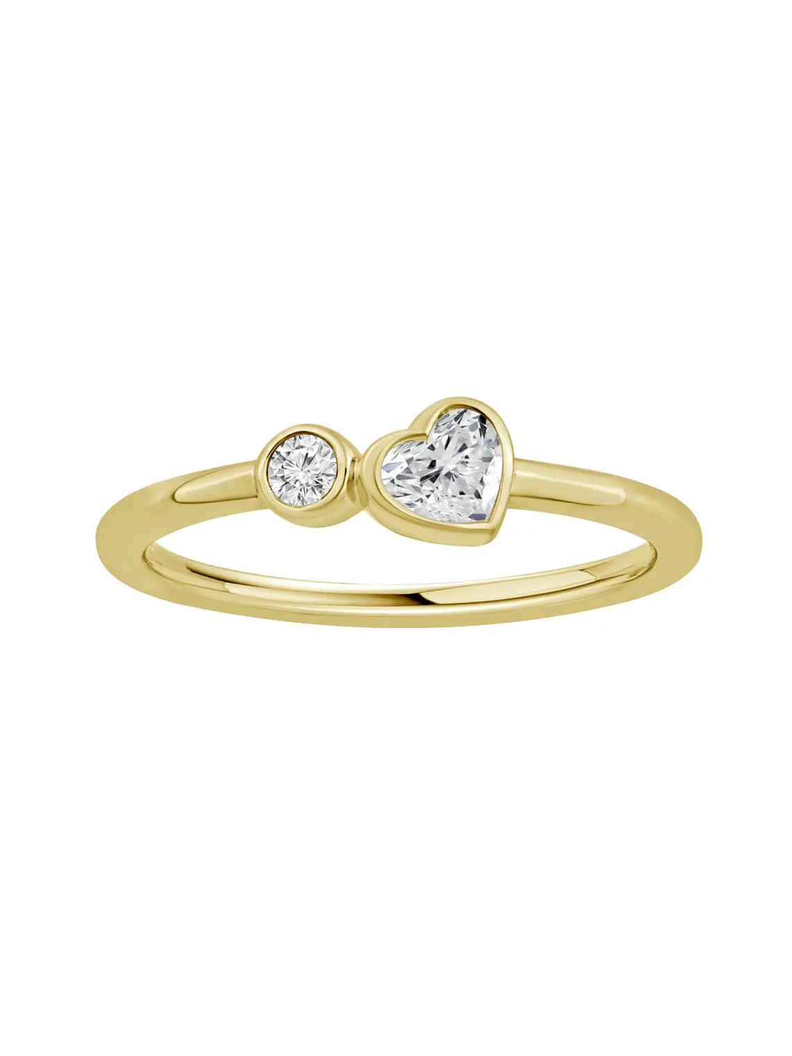Anillo Tú y Yo Diamante Corazón en Oro Amarillo 18K 1