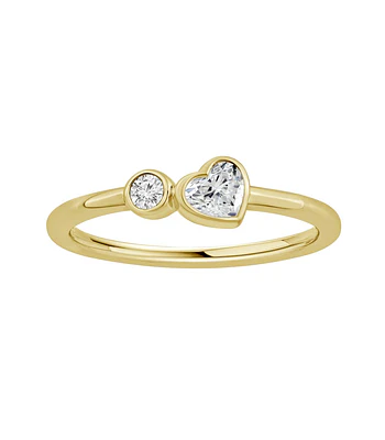Anillo Tú y Yo Diamante Corazón en Oro Amarillo 18K