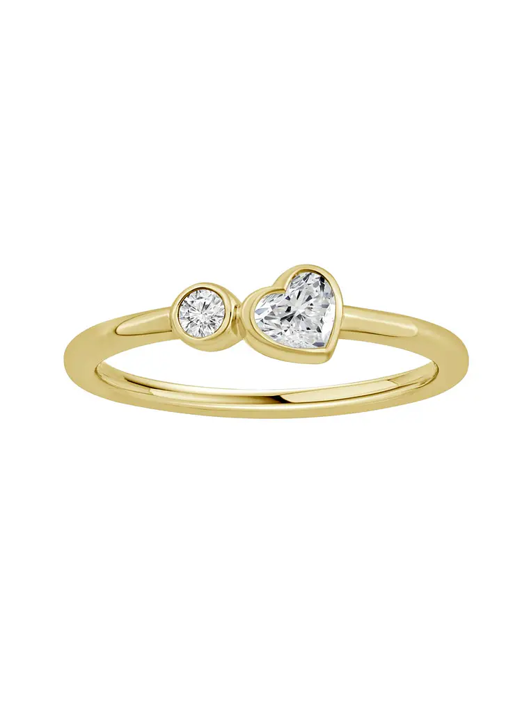 Anillo Tú y Yo Diamante Corazón en Oro Amarillo 18K 1