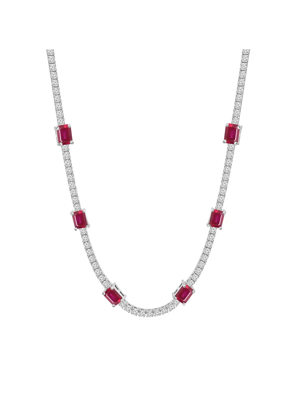 Exclusivo Collar de Lujo de Diamantes y Rubíes en Oro Blanco 18K 1