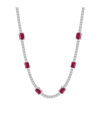 Exclusivo Collar de Lujo de Diamantes y Rubíes en Oro Blanco 18K
