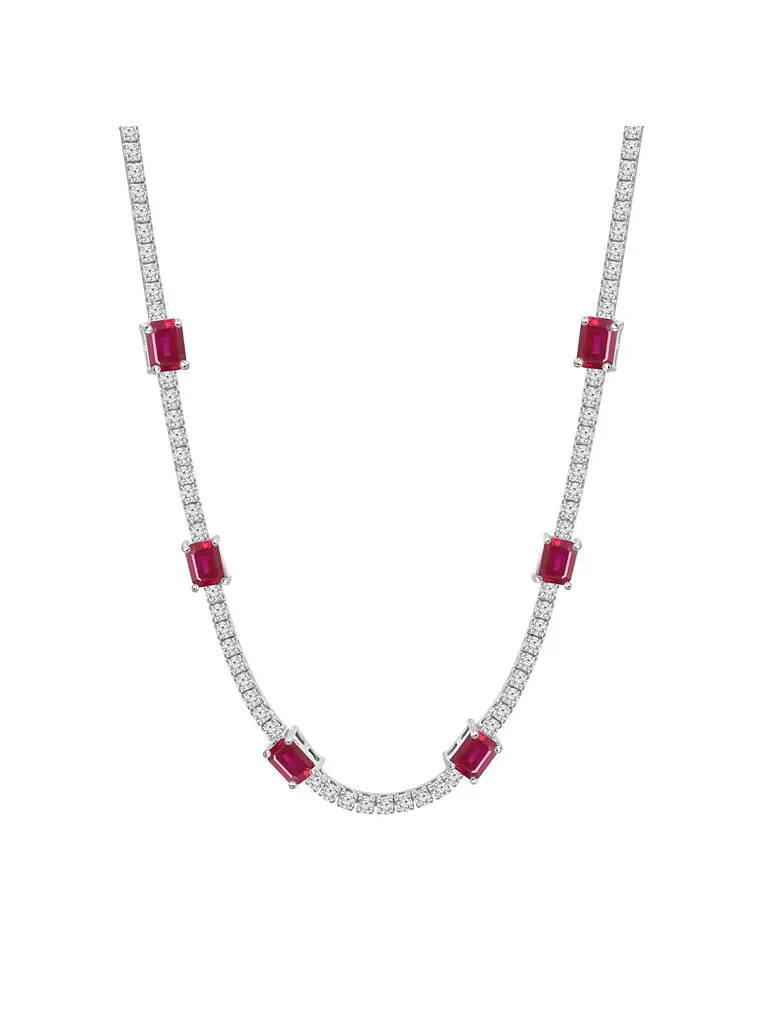 Exclusivo Collar de Lujo de Diamantes y Rubíes en Oro Blanco 18K 1