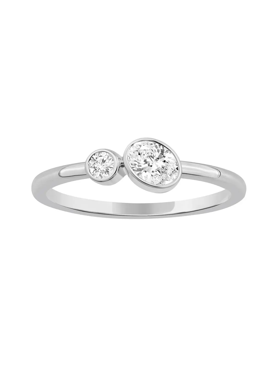 Anillo Tú y Yo Diamante Oval en Oro Blanco 18K 1
